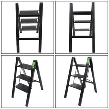 330lb w/ Wide Anti-Slip Pedal 3 Step Ladder Folding Step Stool Aluminum