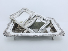 1941 WALLACE BAROQUE MIDCENTURY ROCOCO MASSIVE BUFFET DISH W /DIVEDED INSERT 17"