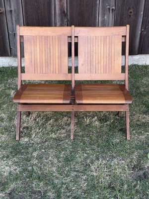 Heywood Wakefield Early 20th Century Wood Slat Folding Double Heywood Wakefield Early 20th Century Wood Slat Folding Double