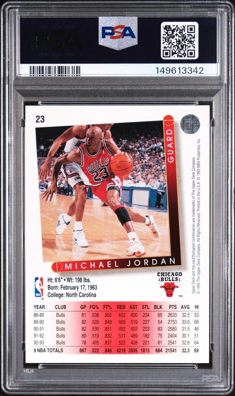 Michael Jordan 1993 Upper Deck #23 Gem Mint PSA 10 view 2