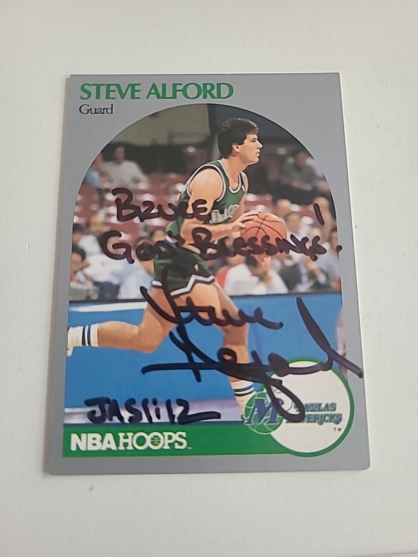 AUTO AUTOGRAPH 1990-91 HOOPS STEVE Alford DALLAS MAVERICKS JAMES 1:12 INSCRPTON