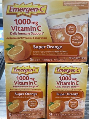 Emergen-C Vitamin C Drink Mix Super Orange 1000mg 30 Ct (Pack Of 3)