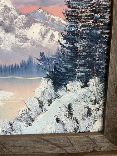 Vintage gerahmtes original signiertes Gemälde Winter Creek Szene Galerie Wand signiert - Bild 5 von 8