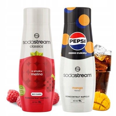 SodaStream Sirup für Saturator Raspberry Zero + Pepsi Max Mango ohne Zucker