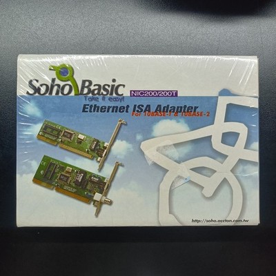 ACCTON Soho Basic NIC200/200T  ISA Ethernet Adapter for 10BASE-T & 10BASE-2 NEW