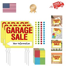 Garage Sale Sign, 3PCS Double Sided Yard Sale Signs with 6 Metal Stakes & 960...