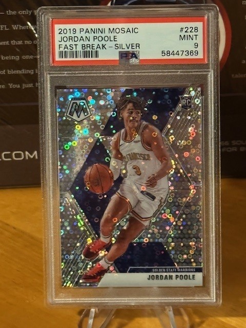 2019 Panini Mosaic Fast Break Silver Prizm #228 Jordan Poole RC Rookie PSA 9