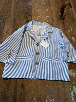 Baby Gap Blue Striped Blazer Size 6-12 Mo Boys NWT