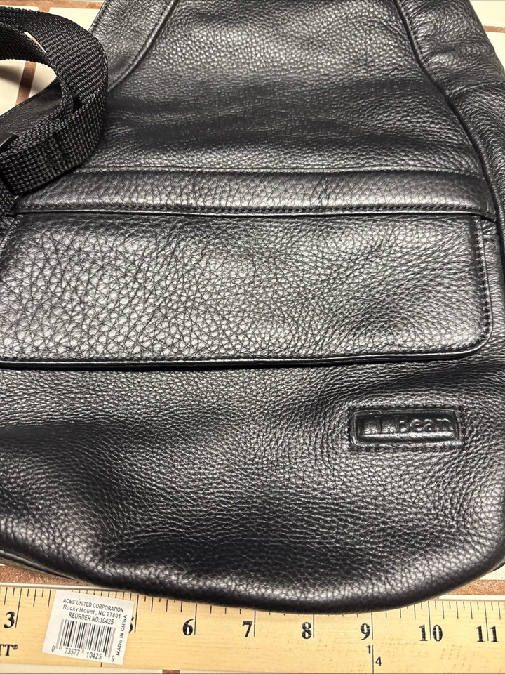 Bolso Bandolera LL Bean AmeriBag Cuero Negro Viajero Bandolera Foto 3 de 4