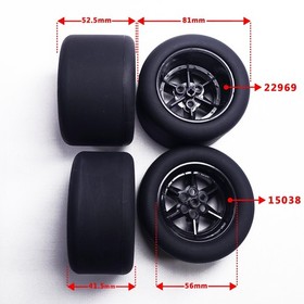 Custom 4pcs slick tires 32296 *2 4410 *2 for Lego 42171 42206 42207 F1,V3-Yellow