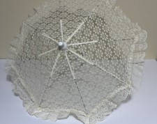 Vintage Flower Lace Child Doll's Cream Parasol