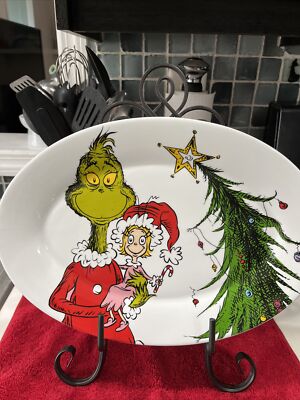 DR.SEUSS HOW THE GRINCH STOLE CHRISTMAS SERVING PLATTER CINDY LOU CERAMIC TRAY