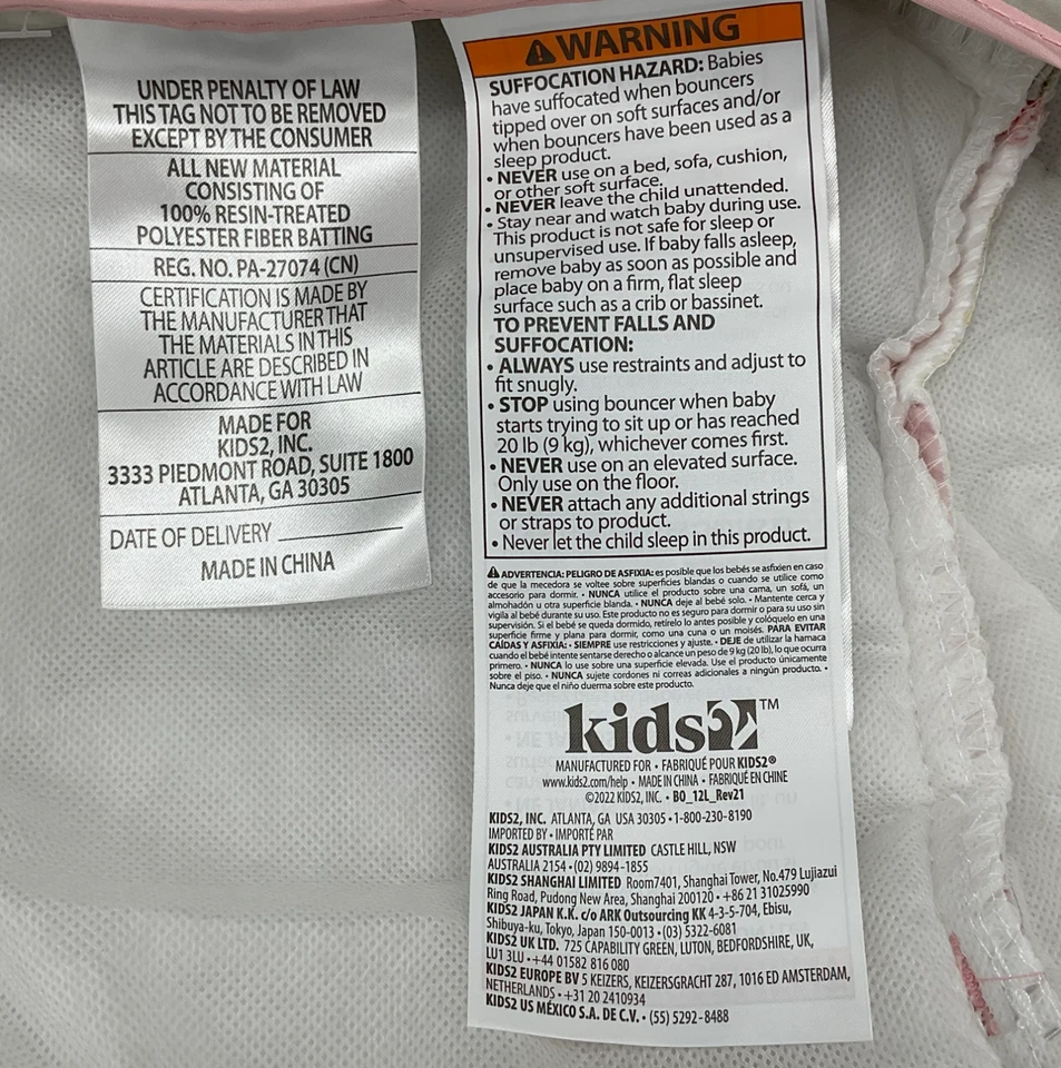 Ingenuity Soothing Baby Bouncer Pink Flora Unicorn Replacement Part Seat Cover - Image 4 of 4