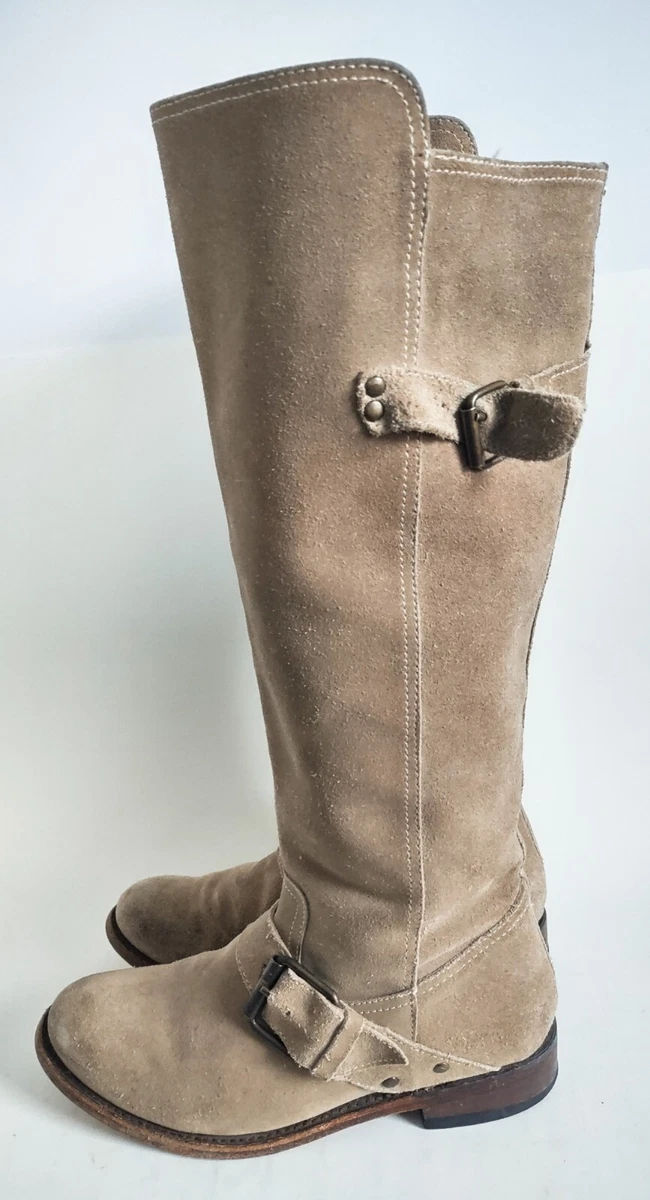 Dolce Vita Beige Suede Soft Leather Tall Knee High Pull on Riding Boots 7.5 EUC