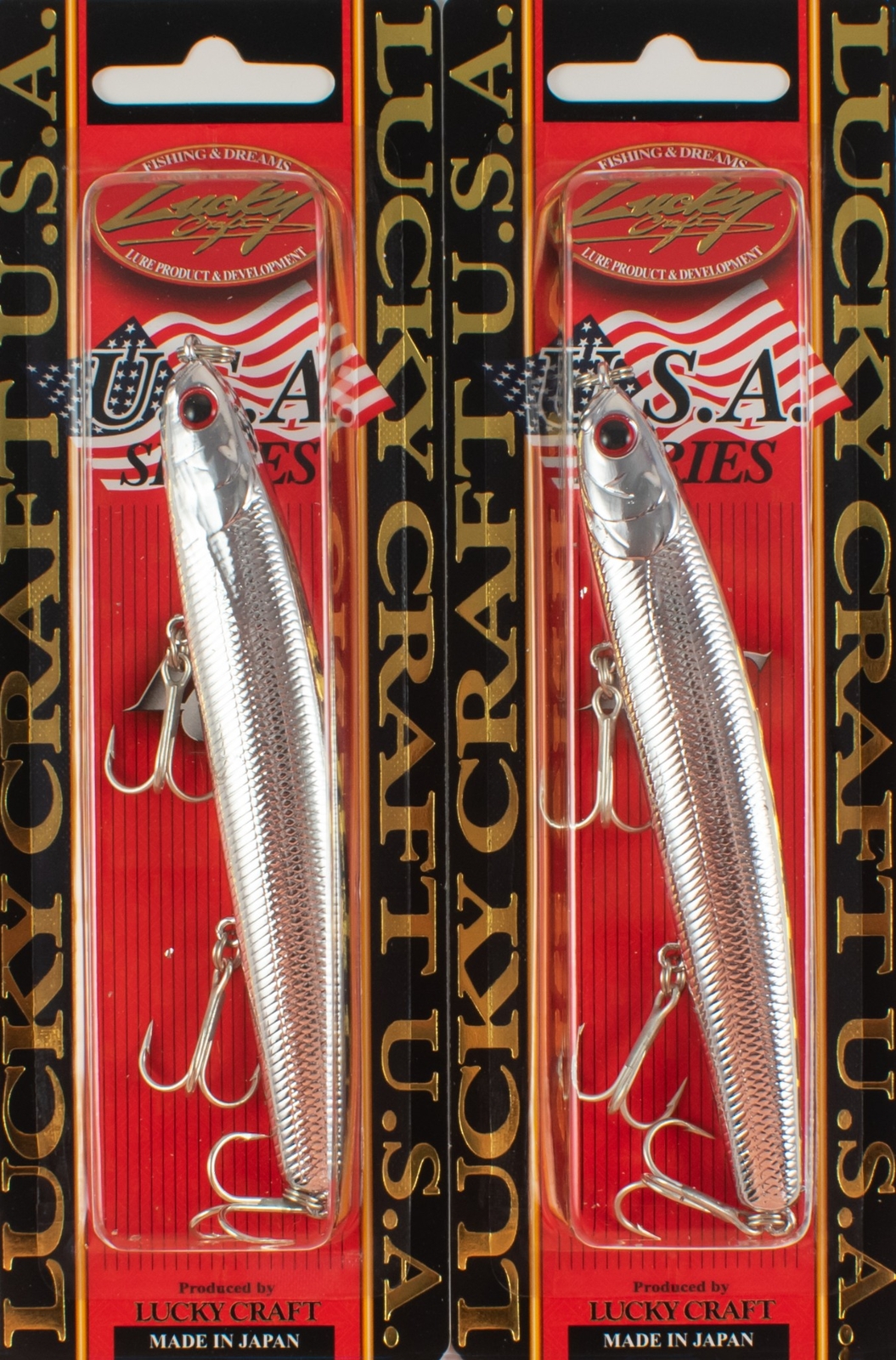 (LOT OF 2) LUCKY CRAFT WANDER SLIM 110 3/4OZ WDS110-074 CHROME B6314