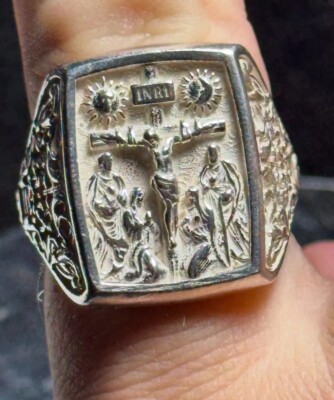 925 Sterlingsilber europäisch orthodox Gebet religiös Bandring Größe 12