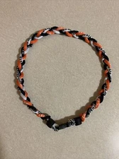 Brand New20" White Black Orange Rope Titanium Sports Tornado Baseball Necklace