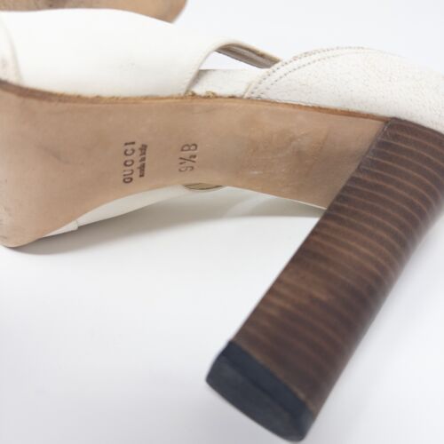Gucci Vintage Leather Canvas Pump Heels Off White Size 9.5 B - Picture 10 of 12