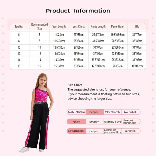 Kids Girls Tank Top With Pants Athletic Tracksuit Training Outfit Street Latin - Picture 37 of 44