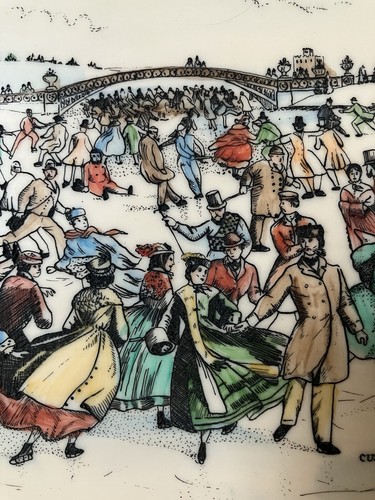 Currier & Ives Hand Colored Engraving Skating Scene Vintage America 16x18” - Picture 3 of 7