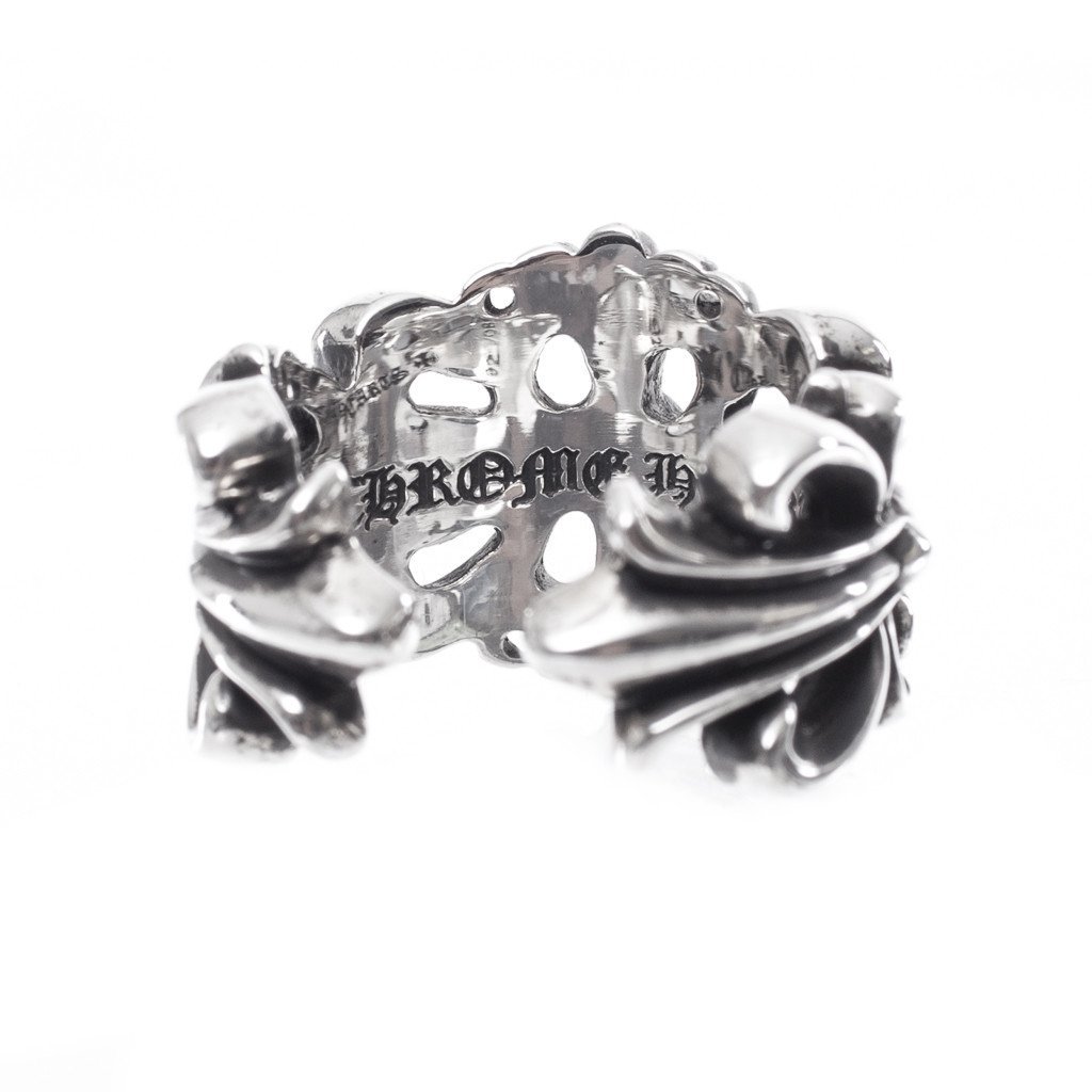 Authentic [Chrome Hearts] DOUBLE FLORAL CROSS RING, All Size