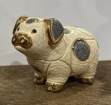 Rinconada De Rosa Pig Family Collection Ceramic with Gold & Platinum, New!