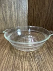 VTG PYREX 123-723-B Clear Glass 3 RING Banded 8.5" Bowl w/Tab Handle-Button