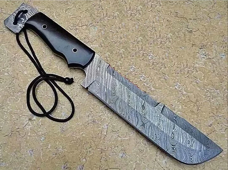 13" PERSONALIZADO HECHO A MANO FORJADO DAMASCO ACERO CAZA BOWIE MANGO MICARTA + FUNDA Foto 2 de 3