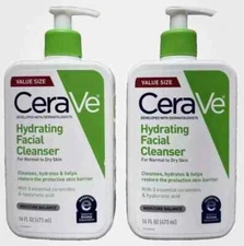 CeraVe Hydrating Facial Cleanser for Normal/Dry Skin Fragrance-Free 16 oz 2 Pack