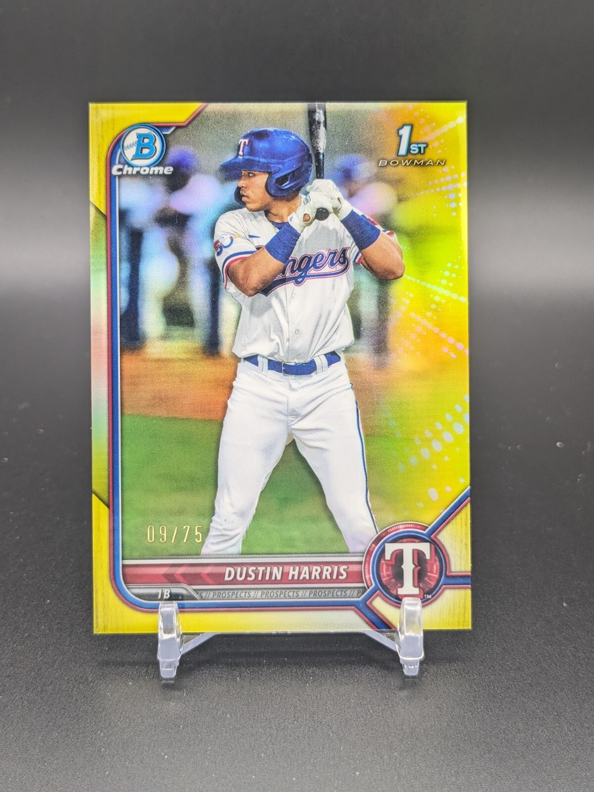 Dustin Harris 2022 Bowman Chrome 1st Prospects #BCP-119 Yellow Refractor #'d /75