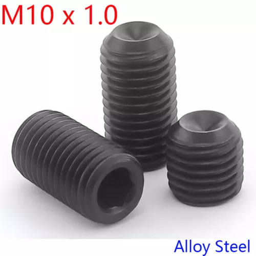 M10 x 1.0mm FINE PITCH GRUB screws socket SET screws CUP point HIGH TENSILE 12.9