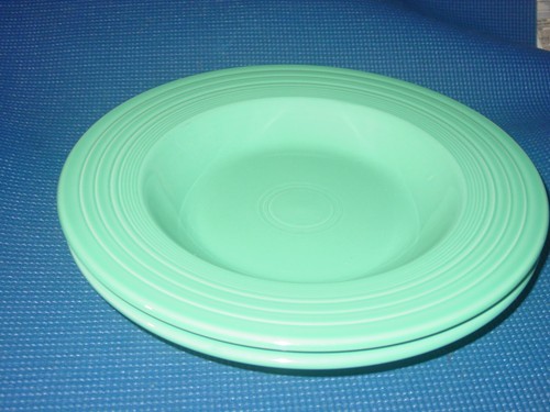 2 FIESTA 12" PASTA SOUP BOWL SEAMIST GREEN CERAMIC HOMER LAUGHLIN FIESTAWARE