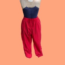 Red Parachute Pants Willow Bay Brand Authentic 1980's Vintage Zipper Legs Size L