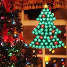 13" Lighted Tree Christmas Window Silhouette Decoration