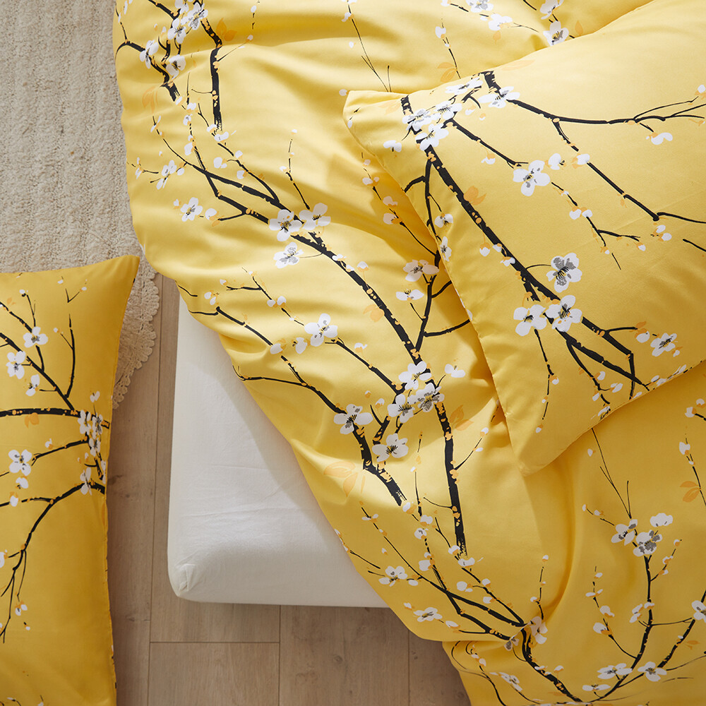 Soft Floral Leaf Quilt Doona Duvet Cover Queen/King Size Bedding Set