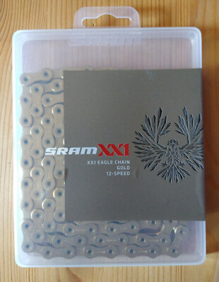 Original SRAM PC XX1 Eagle 12-Fach Kette - Rainbow/Gold/Schwarz 126 Glieder