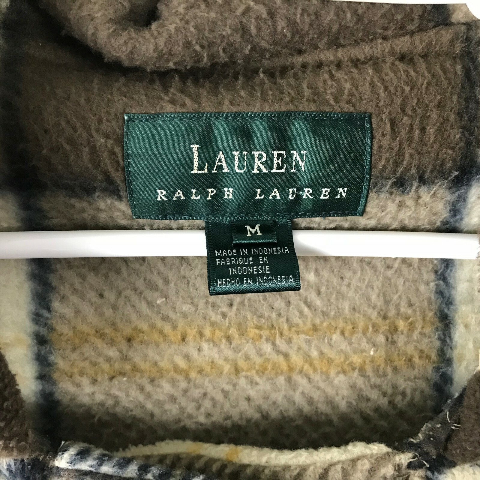 Lauren Ralph Lauren Plaid Hooded Duffle Coat Toggle Brown Beige Womens