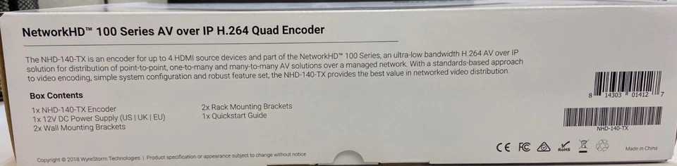 WyreStorm NHD-140-TX NetworkHD 100 Series AV over IP H.264 Quad Encoder (NEW) - Image 3 of 3