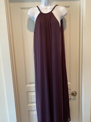 David's Bridal bridesmaid Formal dress plum: Grecian long chiffon - Main Image