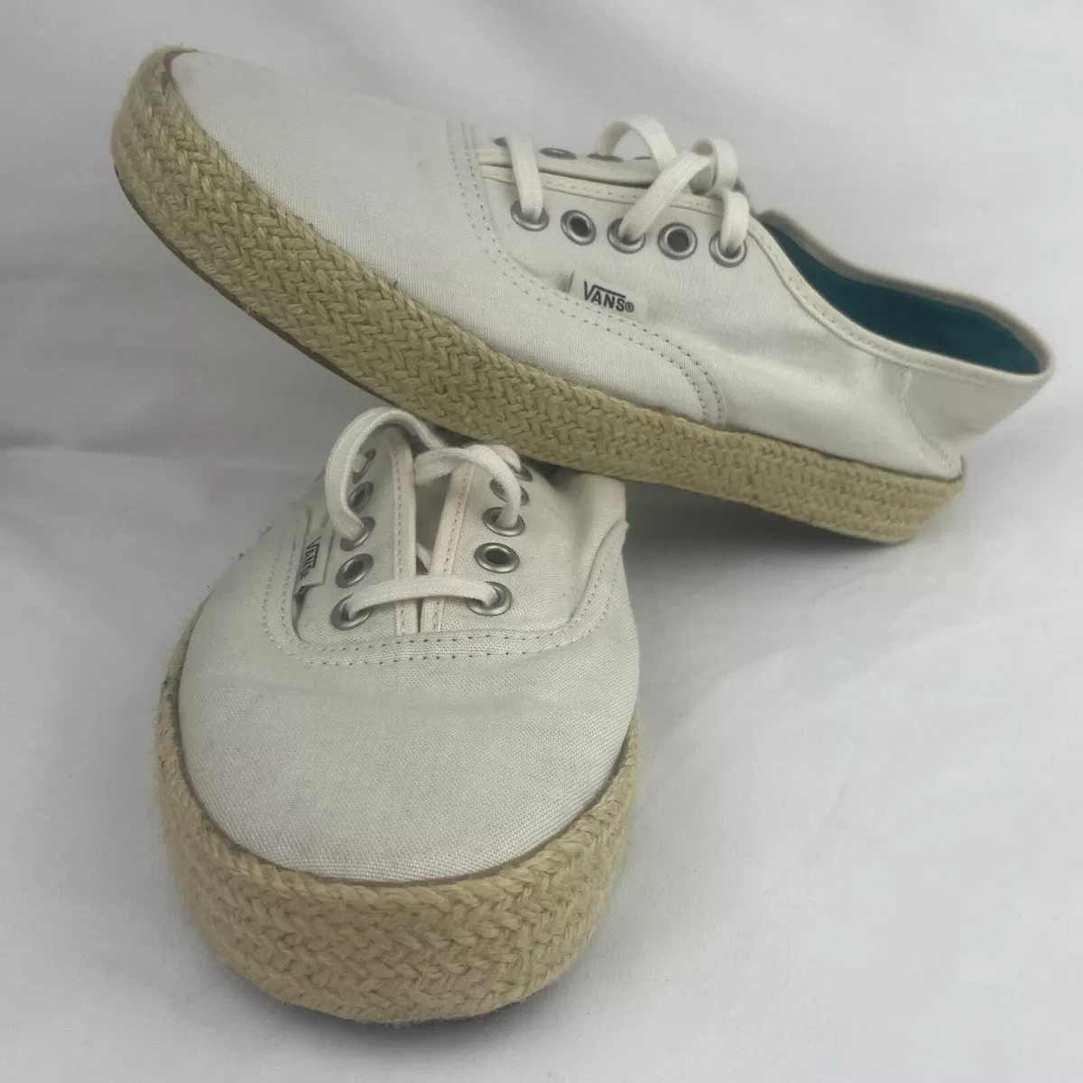 Vans Authentic White Hemp Espadrille Sneakers Women s Sz 8.5 US