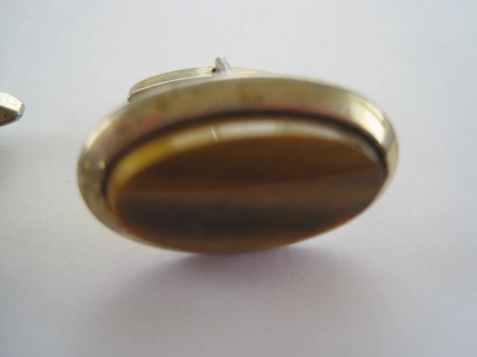 Gemelos Swank ágata tono dorado ovalados vintage Foto 3 de 4