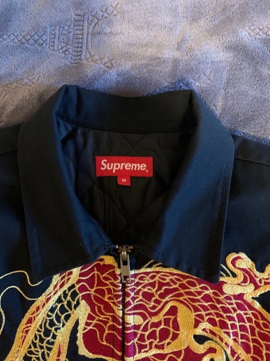 Supreme Dragon Embroidered Work Jacket - Black, Size Medium