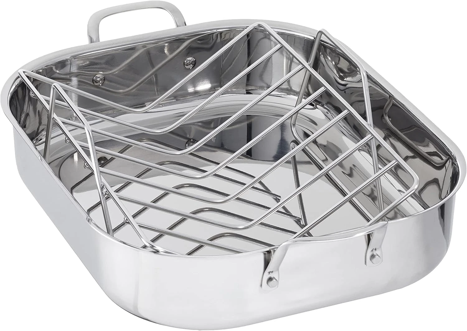 Stainless Steel Rectangular Roasting Pan with Rack, Turkey Roaster, Dishwasher S