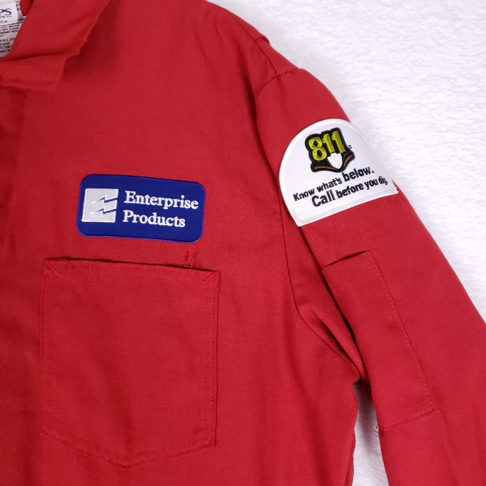 Topps Nomex IIIA Flame Resistant Red Coveralls 50R FR Workwear Made in USA - Image 4 of 4