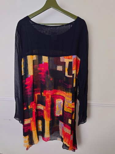 1647 Sixteen 47 Tunic Top Lightweight Chiffon Size 3 UK 24-26-28 Arty - Picture 8 of 15