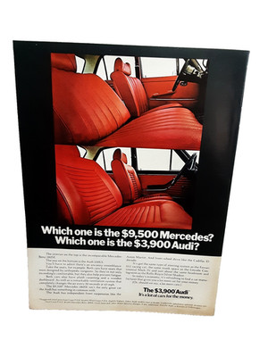1972 Audi 100LS vs Mercedes 280SE Vintage Print Ad Classic Luxury Car Compare