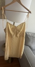Mango Yellow Polka Dot Smoked Femenine Sundress Size XXL 90’s Spring Summer