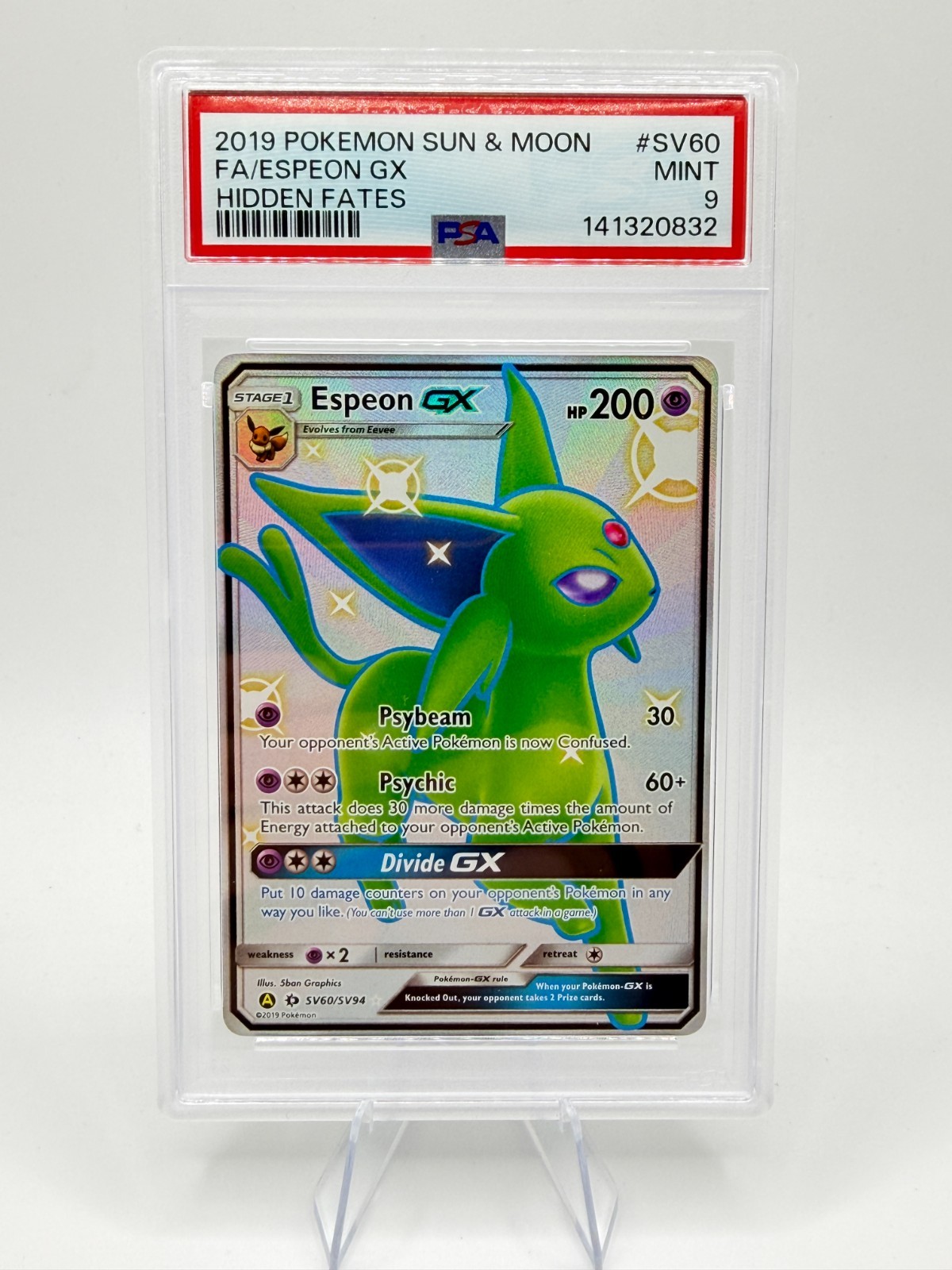2019 Pokemon S&M Hidden Fates Espeon GX #SV60 | PSA 9 MINT