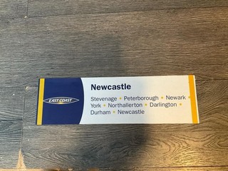 EAST COAST BRITISH RAIL WINDOW CARRIAGE LABEL NEWCASTLE (KINGS CROSS)