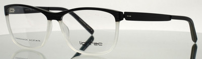 LIGHTEC 7756L NN012 Black Mens Rectangle Full Rim Eyeglasses 55-14-135 B:38